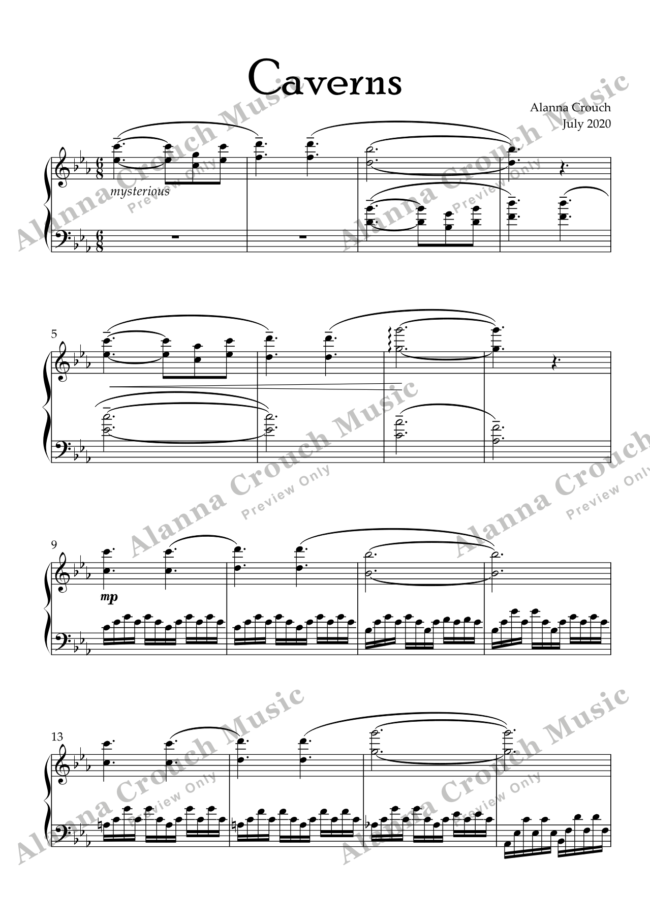 Score page 1 preview of Caverns sheet music