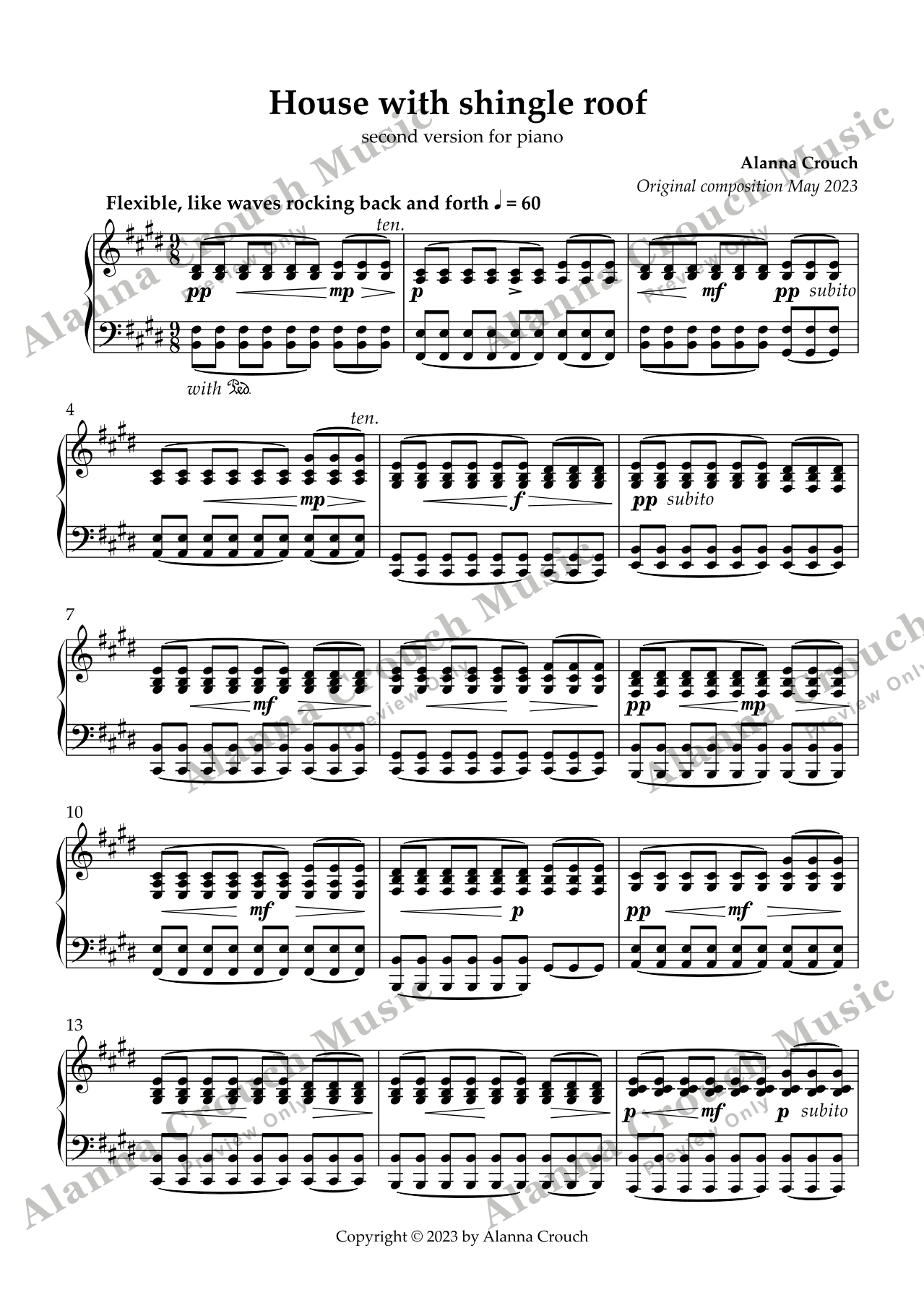 Score page 1 preview of House with Shingle Roof sheet music