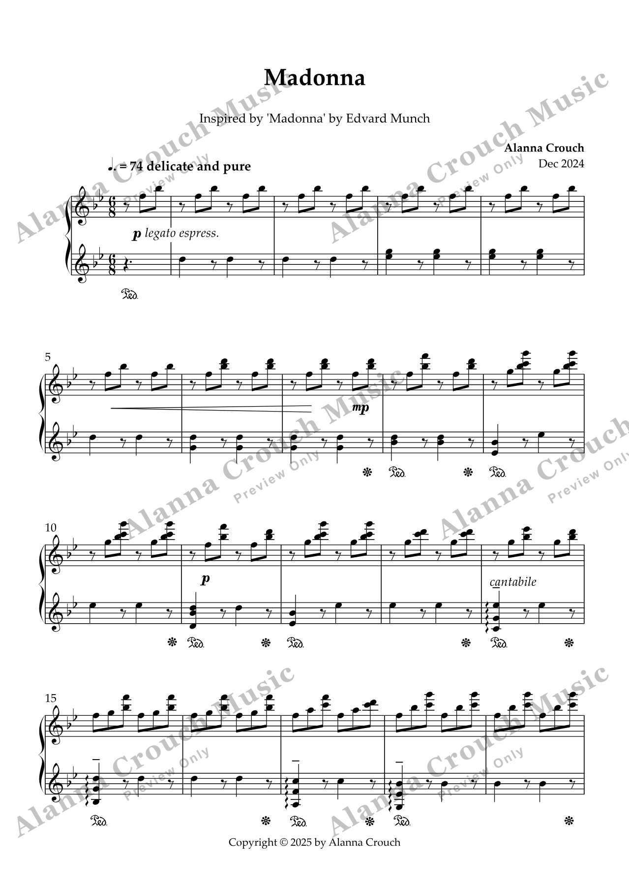 Score page 1 preview of Madonna sheet music