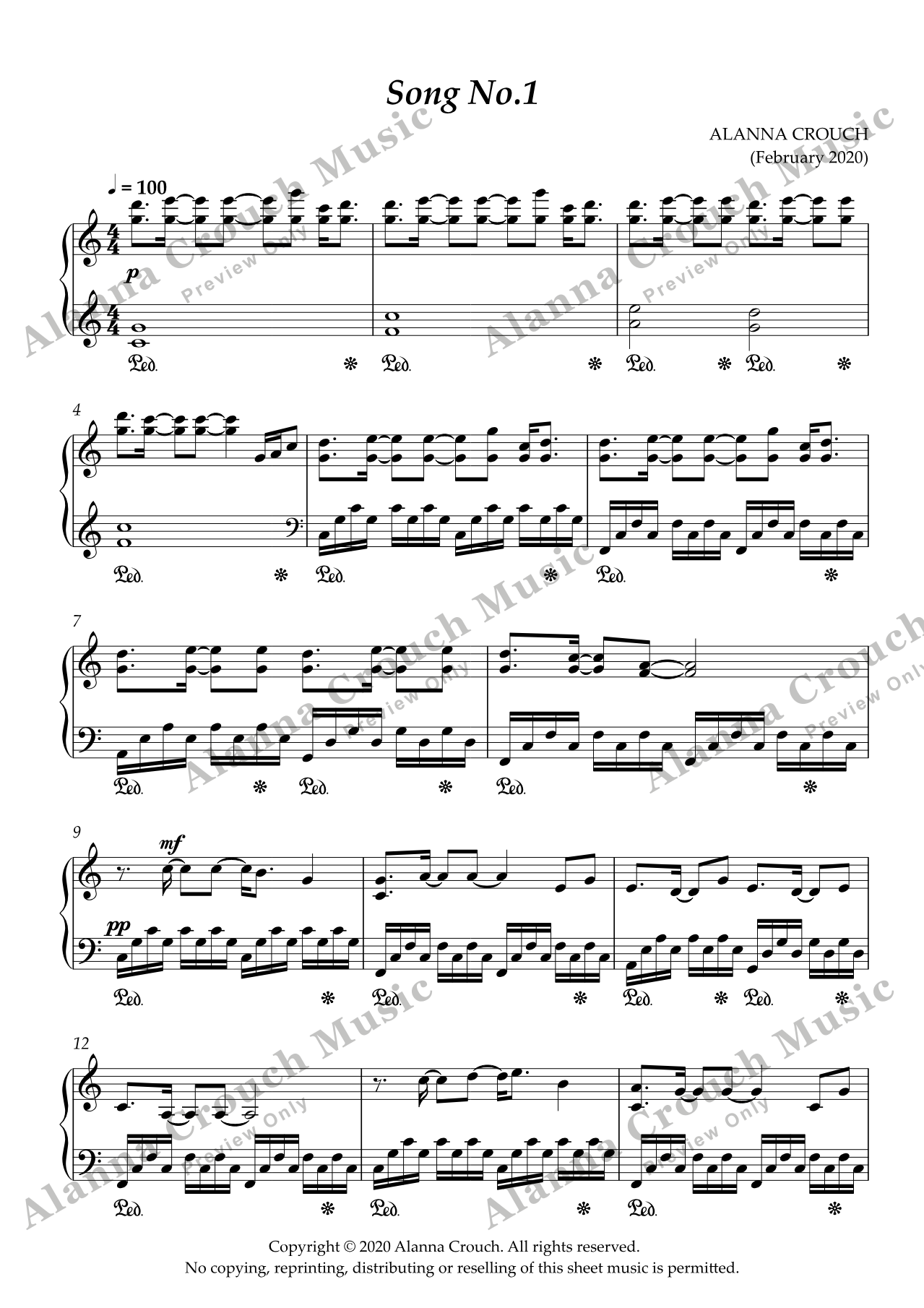 Score page 1 preview of Pop Song in C sheet music