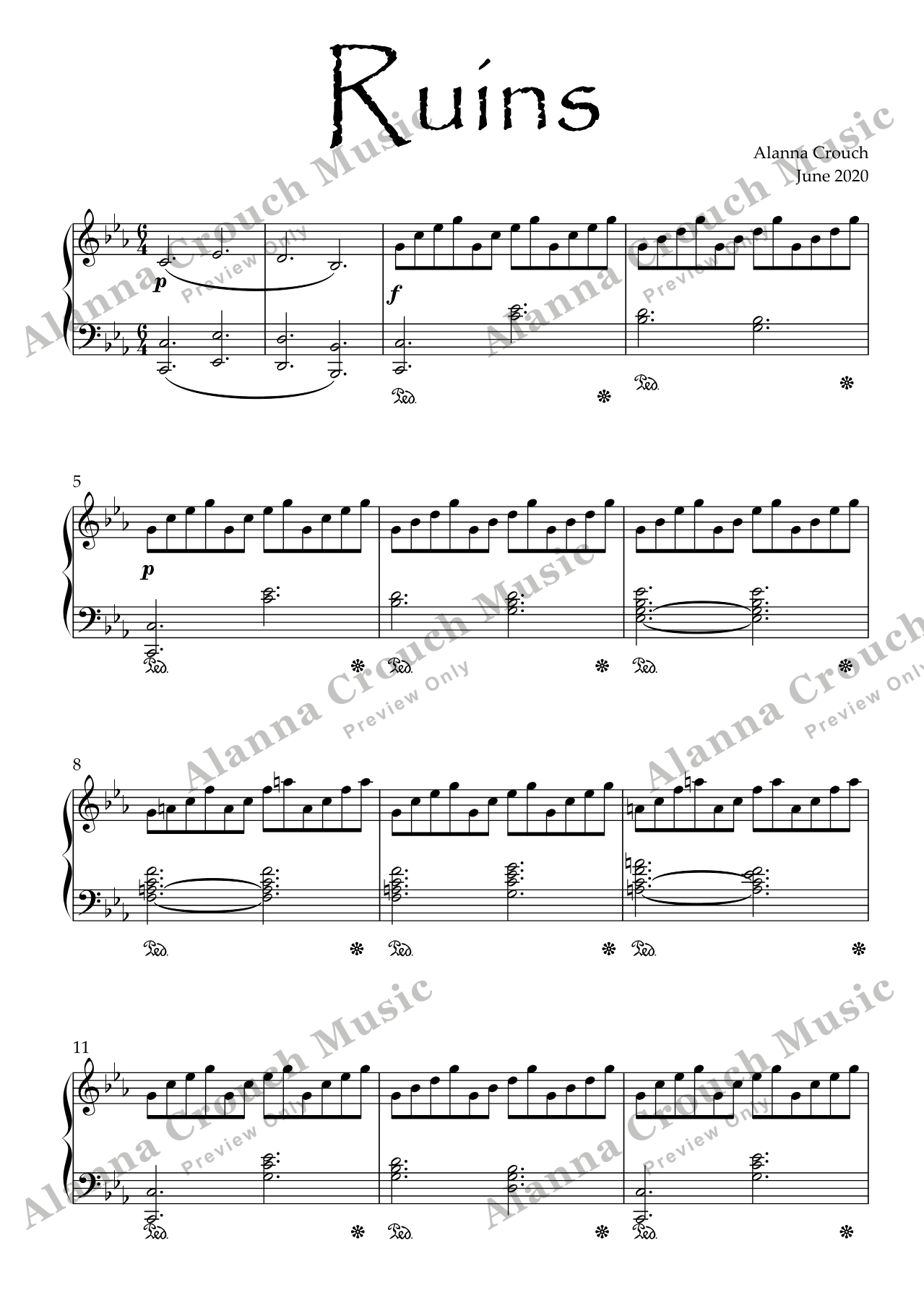 Score page 1 preview of Ruins sheet music