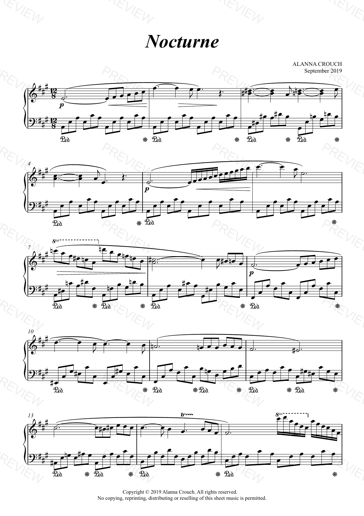 Score page 1 preview of Nocturne sheet music